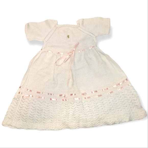 Vintage 90s Sophie Dess Knit Baby Dress, Sz 24 Months - Picture 1 of 7